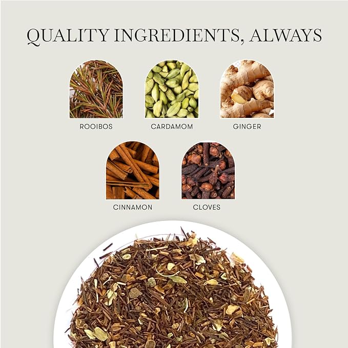 Luxmi Estates - Rooibos Chai - Rooibos Tea with Spices - Loose Leaf - 100g, 3.52 Oz (50 Cups), Limited Fall Tea with Cinnamon, Cardamom and Clove, Perfect for Relaxation