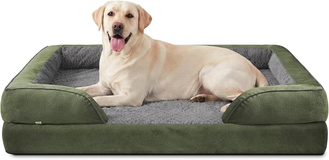 Jumbo Orthopedic Dog Bed for Extra Large Dogs, Waterproof, Egg-Crate Foam Dog Couch Bed with Washable Removable Cover, Waterproof Lining and Nonskid Bottom