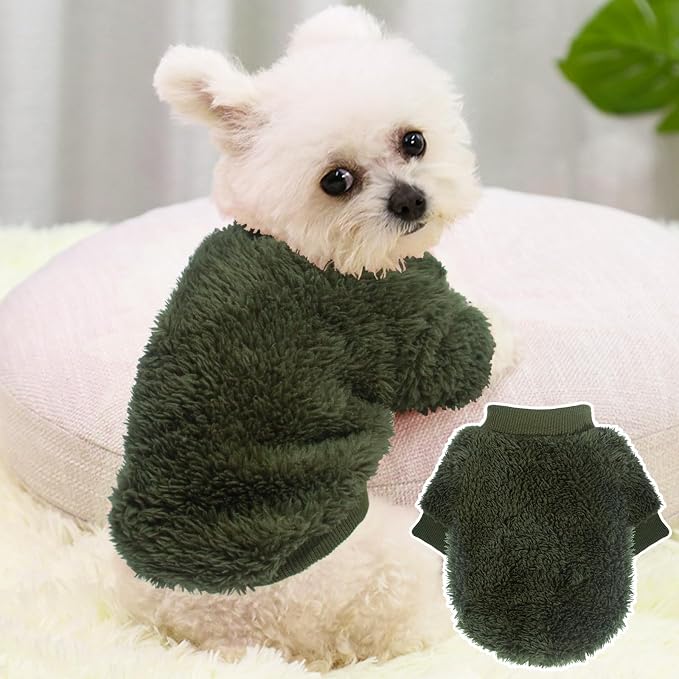 2 Pieces Dog Sweaters for Small Dogs Boy Fall Winter Warm Puppy Clothes Fleece Chihuahua Sweater Cute Small Dog Clothes for Girls Male Cat Clothing, Medium