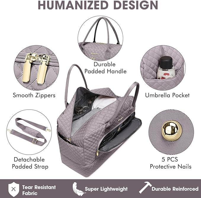 Large Women Travel Duffle Bag, Weekender Bags for Women with Shoe Compartment, Carry on Overnight Bag with Toiletry Bag, Gym Duffel Bag with Wet Pocket, Hospital Bags for Labor and Delivery 3 PCS Set