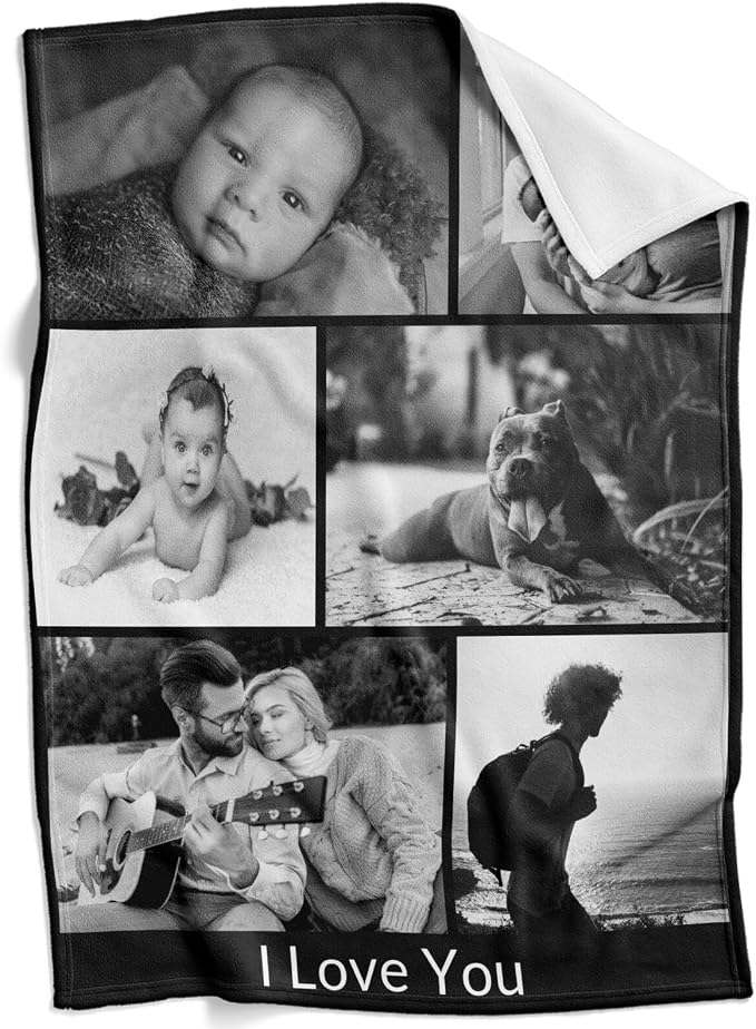 inkArts Custom Blanket with Photo, Personalized Blanket, Customized Photo Blankets, Customizable Picture Blankets, Personalized Photo Gifts for Women Men Mom Dad Baby Kid Family Pet