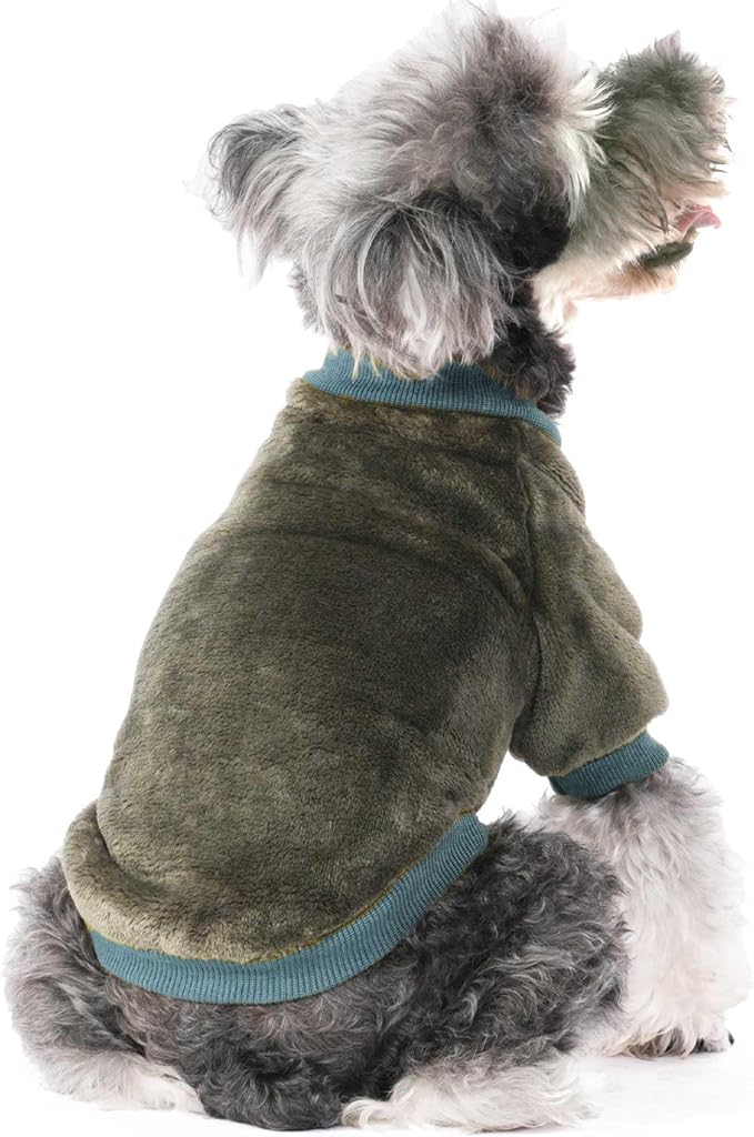 FabriCastle Small Dog Sweaters, 3-Pack Dog & Cat Clothes, Soft and Warm Pet Jackets for Small Dogs Boy & Girl, Winter Pet Apparel Costumes, Puppy Outfits (Camel,Khaki,Olive, Medium)
