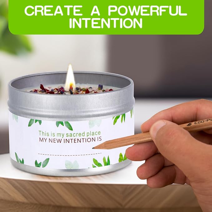 White Sage Candle 4 Pack, 220 Hours Burn Time, Sage Leaf, Rose, Lavender, Himalayan Salt & Essential Oil