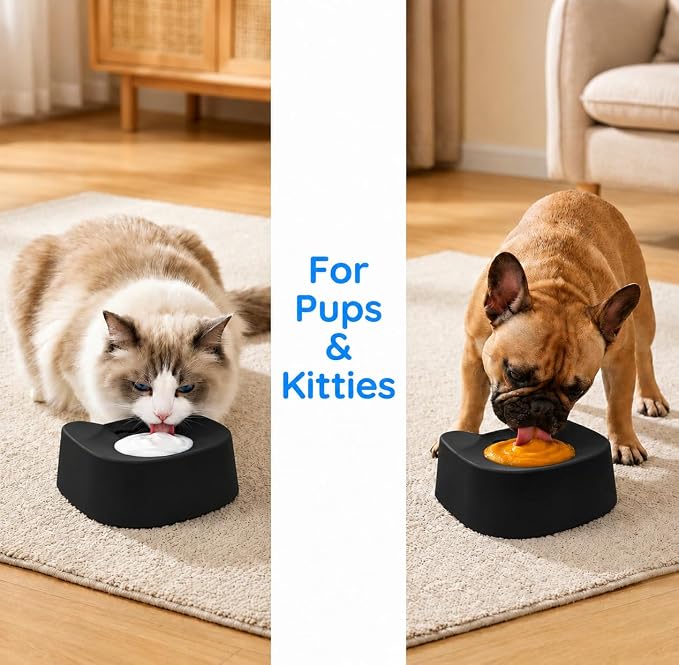 Slow Feeder Dog Bowl with Rolling Ball, Dog Lick Bowl for Yogurt & Peanut Butter, Liquid Treat Dispenser, Anti Choking Enrichment Toy for Small Medium Large Dogs