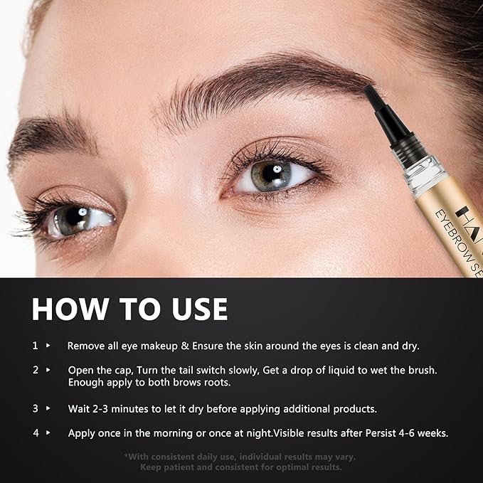 HANMU Eyebrow Growth Serum for Women & Men, Rapid Brow Enhancer, Natural Brow Growth for Thicker Fuller Longer Brows, Gentle Non-Irritating 4.5ml