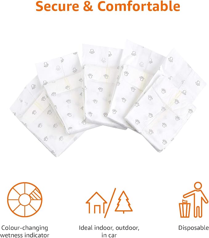 Amazon Basics Male Dog Diapers, Ultra Absorbent Disposable Wrap with Wetness Indicator, Secure Fit, Leakproof and Breathable, Large, 30 Count