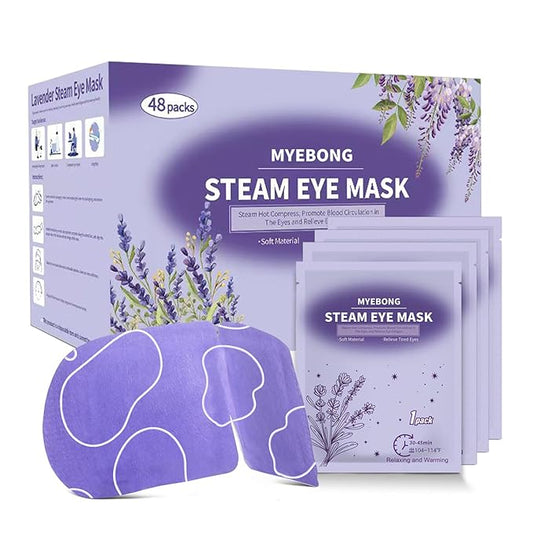 48 Packs Steam Eye Mask for Eyes, Warm Compress Eye Mask, Self Heating Eye Masks Help for Eye Spa, Disposable Heated Eyes Mask for Sleeping Relief Stress Eye Fatigue(Lavender)