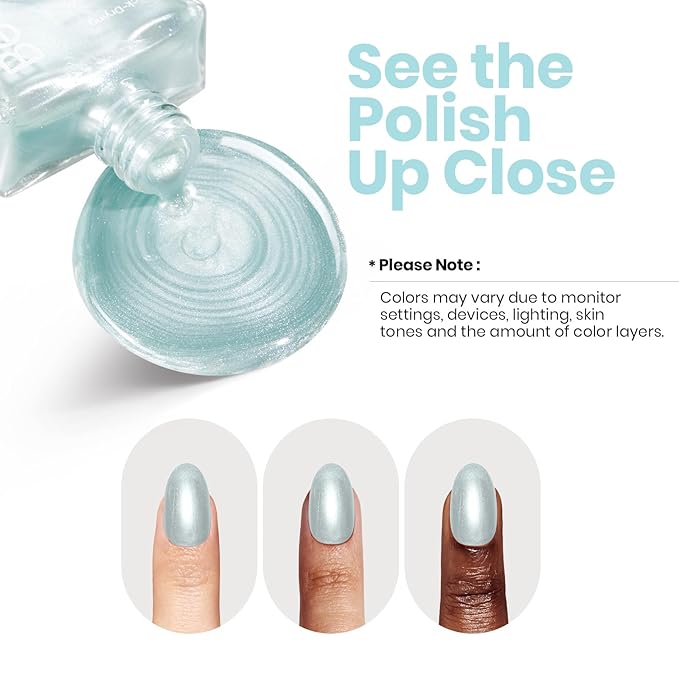 Beetles Pearl Nail Polish - 15ml Blue Quick Drying Nail Polish Shimmer Glitter Bubble Blue St Patricks Day Nails Art Lacquer Shimmer DIY Manicure Gift for Women