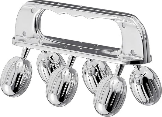 Yeamon Stainless Steel Handheld Muscle Roller, Deep Tissue Body Massager with 3 V-Shaped Roller Sets, Ergonomic Grip Manual Massage Tool for Arms, Legs & Back Relief, Post Workout Recovery