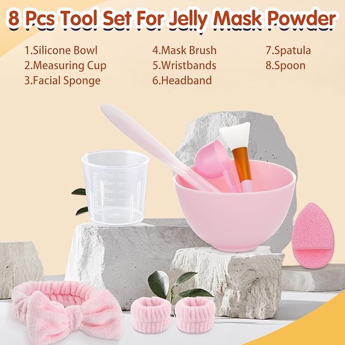 Jelly Masks for Facials Professional, Collagen Firming, Hydrating & Moisturing Face Mask Skin Care, Hydrojelly Peel Off Jelly Mask with Mixing Bowl Set, DIY Spa Use for All Skin Types