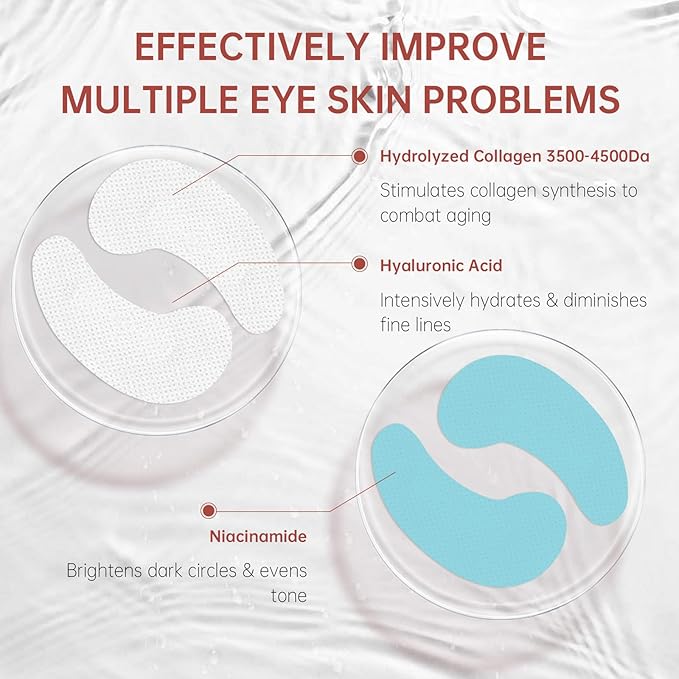30 Pairs 3-Secs Melting Collagen Under Eye Patches with Vitamin C Serum, Under Eye Mask for Puffy eyes and Dark Circles | Retinol+Hyaluronic+Niacinamide+Ceramides,Korean Popular Eye Patches