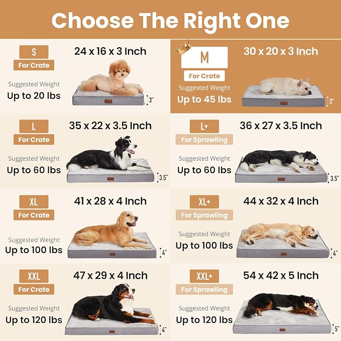 OhGeni Orthopedic Waterproof Medium Dog Bed, Memory Foam, 30 inch(Gray) | Machine-Washable Removable Cover in Easy-Clean Fabric, Reversible Memory Foam & Easy-Carry Handle, Suitable for Crate