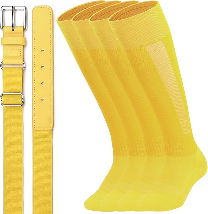UnFader Baseball Socks and Belts Combo for Youth and Adult, Elastic Softball 2 Pair Socks and 1 Belts