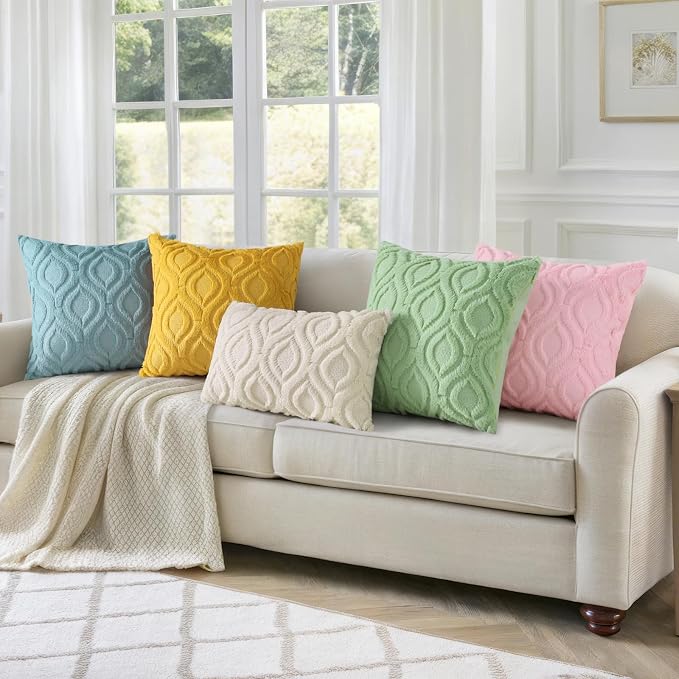 decorUhome Faux Fur Plush Soft Blue Grey Throw Pillow Covers 20x20 Set of 2 | Wool Solid Fall Couch Pillow Covers, Accent Modern Farmhouse Neutral Decorative Square Pillow Cases for Sofa Bed Living Room