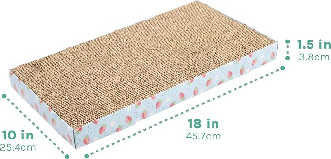 Kitty City 3-Pack XL Double Sided Corrugate Cat Scratcher Pads with Catnip - X-Large Horizontal Cat Scratcher Mats, Reversible Corrugate Nail File Scratchers - Spring Design, 18” x 10” Each