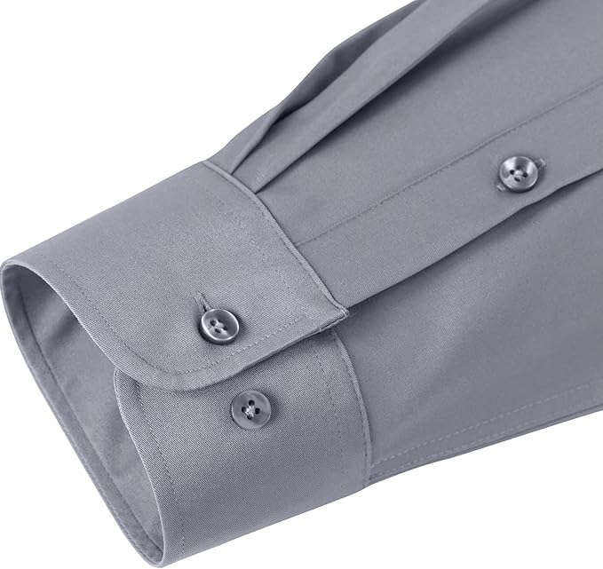 J.VER Men's Dress Shirts Solid Long Sleeve Stretch Wrinkle-Free Formal Shirt Business Casual Button Down Shirts