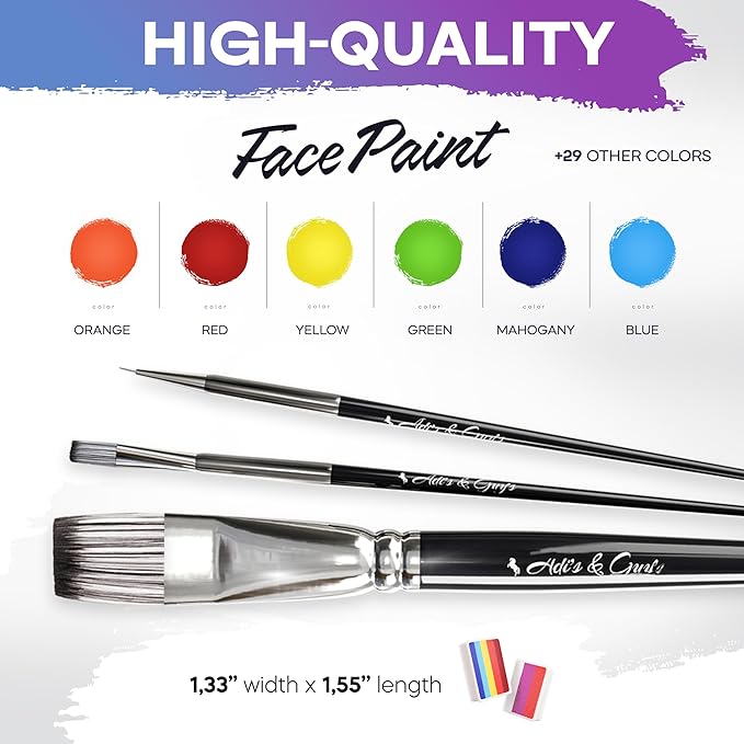 Face Paint Kit for Kids – 30 Vibrant Washable Colors, Non-Toxic & Stain-Free, Paints 60+ Faces, Includes Glitter, Brushes & Stencils – Perfect for Birthdays, Halloween & Parties