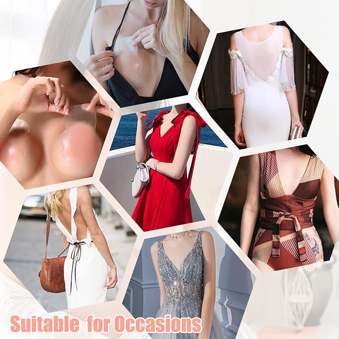 FLORENCE IISA Sticky Bra for Breast Lift Pasties Nipple Covers Invisible Silicone Adhesive Bra Petals Stick on Bra