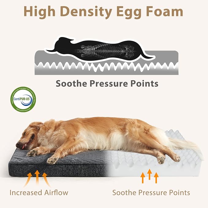 JOEJOY Orthopedic Dog Bed for Small Dogs, Washable Dog Crate Bed Small Sized with Removable Cover, Egg Memory Foam Pet Beds, Grey, 23"x17"