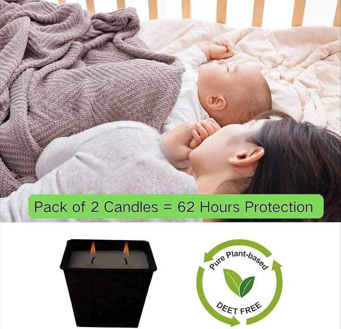 Citronella Candles Outdoor,Lemongrass Scented Candle Outside for Patio,Jar Candle Aromatherapy Gift Set,Long Lasting Camping Candle 2 Wicks,Soy Wax Candle Buckets,Garden Candles Pack of 2