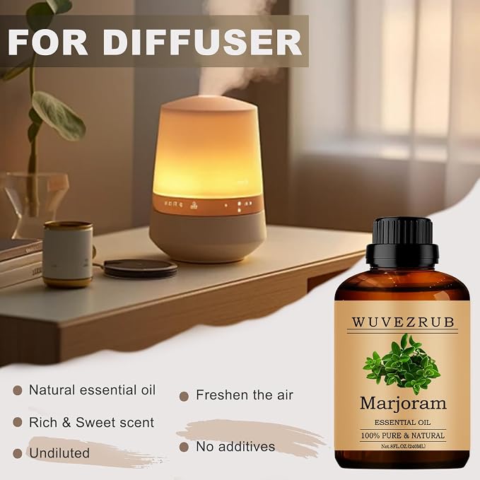 Marjoram Essential Oils, 240ML Pure and Natural Essential Oil for Aromatherapy Diffuser - Marjoram /8 Fl Oz
