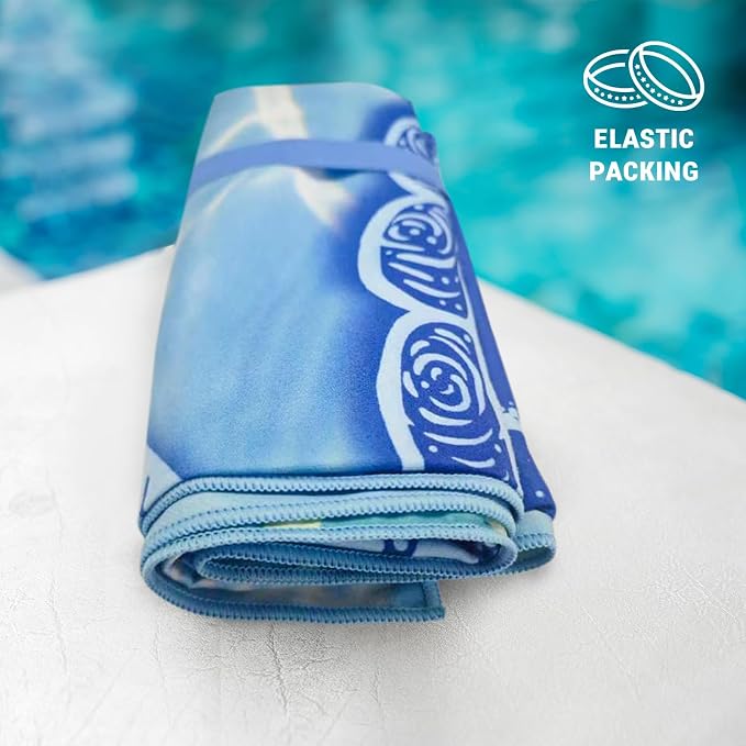 Gogreen Quick Dry Sand Free Beach Towel for Travel Pool Lightweight 71x32 in Absorbent Microfiber Oversized Towels Yoga Bath Camping Sport - Stylish Unique Gift - Sea Turtle