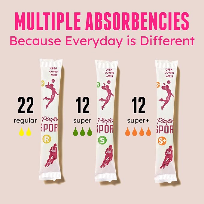 Playtex Sport Tampons Multipack, Regular/Super/Super Plus Absorbency, 46ct