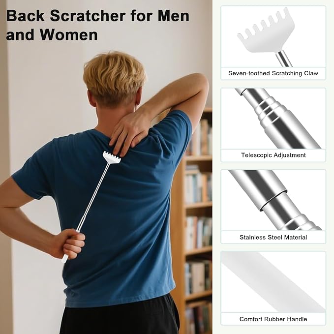 HOFASON 6 Pack Back Scratcher, Stocking Stuffers for Men Adults Women Teens, Christmas Small Bulk Gifts for Men Women Teens, White Elephant Gag Birthday Gifts, Party Favors Prizes for Adults (White)