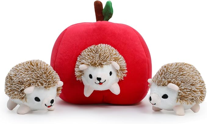 Hollypet Squeaky Hide and Seek Dog Toys for Small and Medium Dogs, Hedgehog