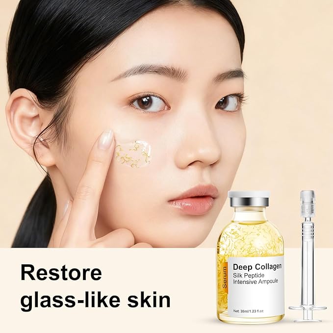 Silk peptide serum for face Deep Collagen Silk Peptide Intensive Lifting Serum ampoule，korean skin care Anti Aging Serum for Face Tightening, Smoothing, Hydrating,1.69 fl oz