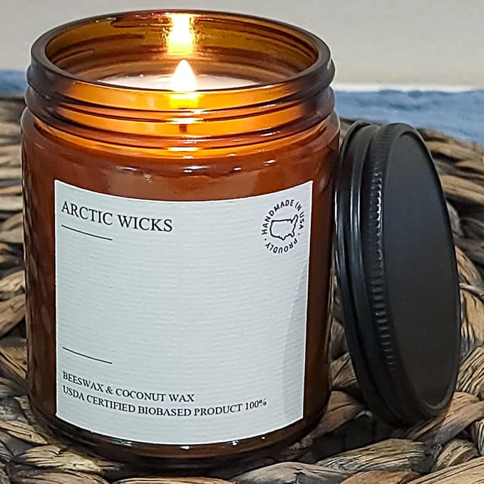 Arctic Wicks Scented Coconut Beeswax Candles | Coconut Beeswax Non Toxic Candle 9oz Amber | Farmhouse Candles Non-Toxic Clean Burn 100% USDA Certified Biobased (Fruit Loops)