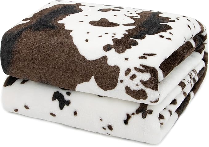 Cow Print Blanket Soft Flannel Cozy Cute Fleece Blankets and Throws for Adults Kids Boys Teens Gifts Warm Plush Lightweight Throw All-Season for Couch Sofa Bed 50"x60"