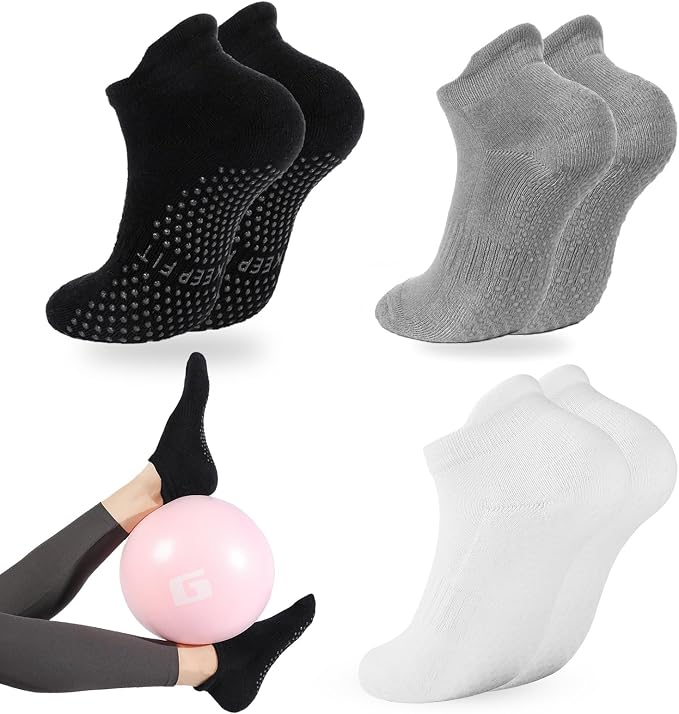 loudashuaiqi Grip Pilates Socks Non Slip Athletic Yoga Socks with Grips for Women Grippy socks for Hospital Workout Barre