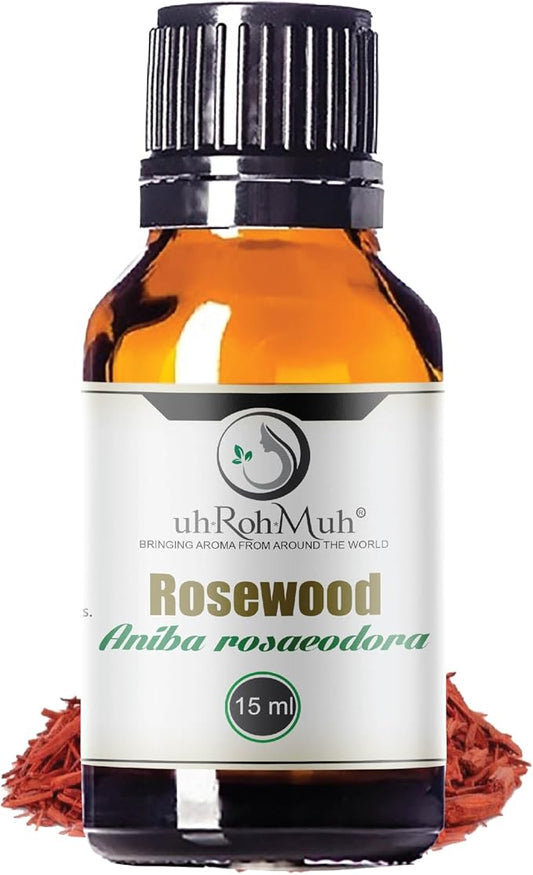 Rosewood Essential Oil (Bois de Rose) 100% Pure Steam Distilled Oil from Aniba rosaeodora Wood – Aromatherapy, Diffuser, Skincare, Massage, DIY Perfumes, Natural Fragrance | Peru | 15ml