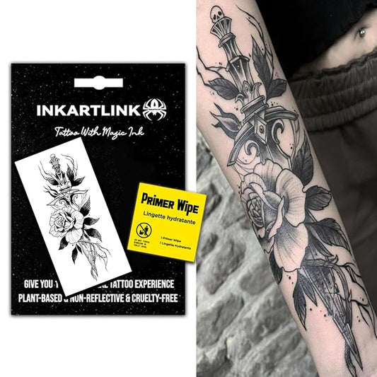 INKARTLINK Semi Permanent Tattoo, 15-day Temporary Tattoo, Flower Tattoo for Women, Waterproof and Anti-reflective, Exquisite Packaging, Unique Design (Flowers 5)