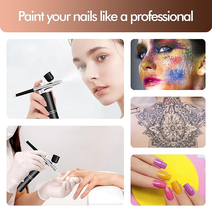 Airbrush Kit Portable Airbrush Air Brush Kit with Air Compressor Airbrush for Nails Airbrush Compressor High Pressure Nail Airbrush Machine Handheld Mini Air Brush Kit (Black)