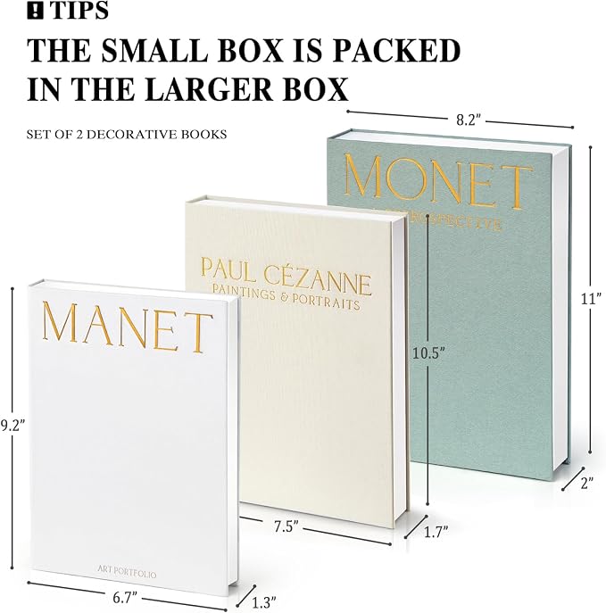 Aesthetic Decorative Books - Coffee Table Books Decor - Fake Decor Book Storage Box for Decoration - Set of 3 Linen Faux Book for Home Shelf Decor - Bookshelf Decors Photo Storage Keepsake Box