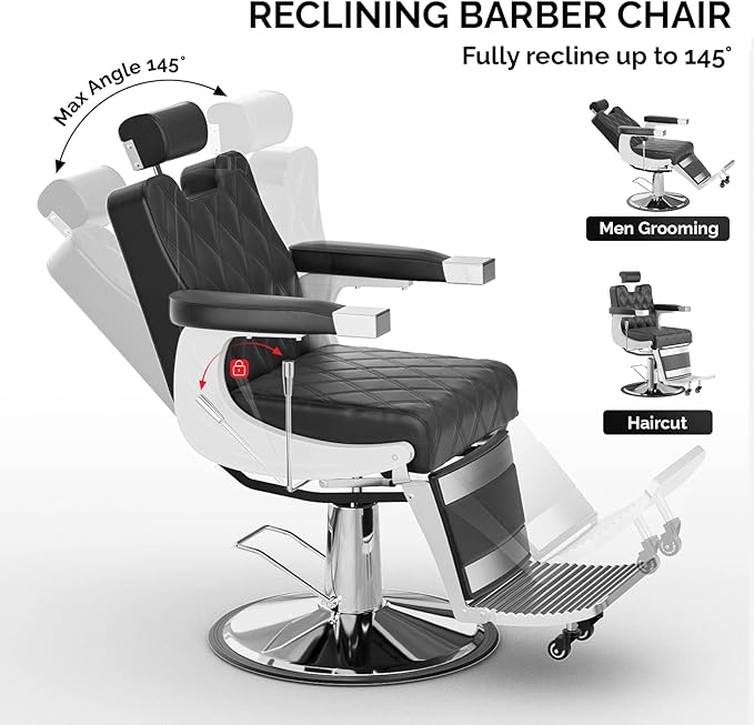 OmySalon Vintage Barber Chair Heavy Duty Professional Salon Chair for Hair Stylist, Reclining All Purpose Chair Hydraulic, Barbershop Beauty Spa Styling Tattoo Shampoo Equipment