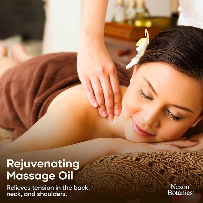 Sore Muscle Massage Oil for Massage Therapy 8 fl oz - Refreshing and Relaxing - Natural Oils with Arnica, Peppermint and Lavender Oil - for Men and Women - Nexon Botanics