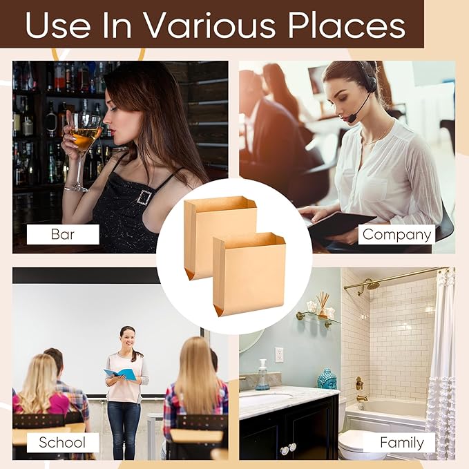 Waxed Kraft Feminine Hygiene Liner Bag, Business Restroom Bathroom Personal Dispensers 7.5 x 10" Waste Receptacle Paper Liners, Sanitary Napkin Disposal Bags, Kraft Bag (500 Pcs)