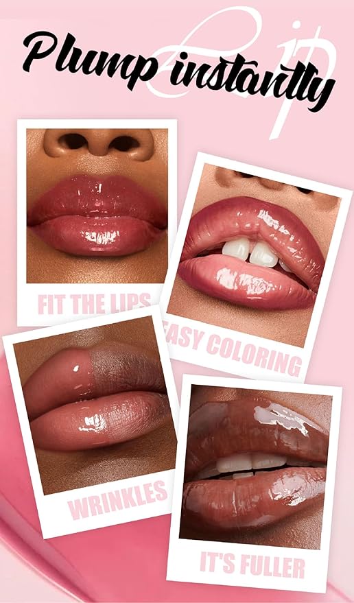 Plumping Lip Oil with Fresh Ginger Extract - Instant Fuller Lips, Ultra-Hydrating & Nourishing Glossy Lip Glow Oil, Lip Plumping Booster for Smooth, Defined Lips (#02 GIRLY SWIRLY, 1)