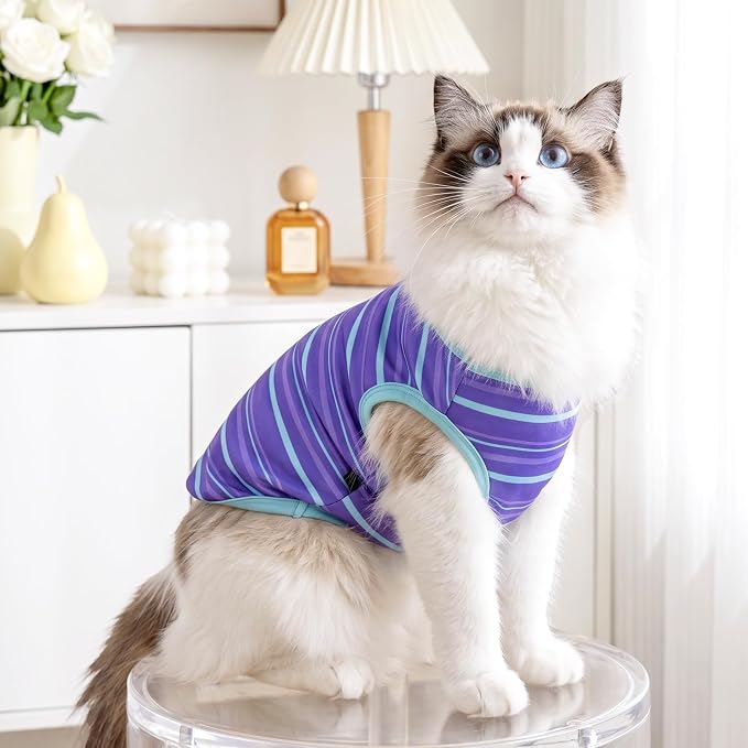 Soft Striped Dog Shirt, Cozy Warm pet Vest for Small Medium Dogs, Classic Puppy cat Clothes for Indoor Outdoor Outfits