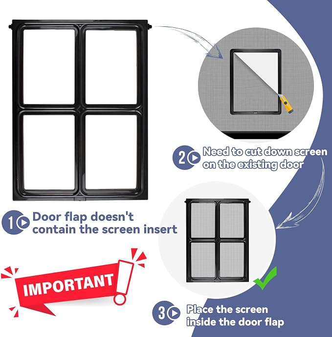 NAMSAN Dog Screen Door, Passage Size 12 x 16 inches, Dog Door for Screen Door, Large Pet Door for Sliding Door, Magnetic Automatic Closing, Self-Assembly, Lockable, Black