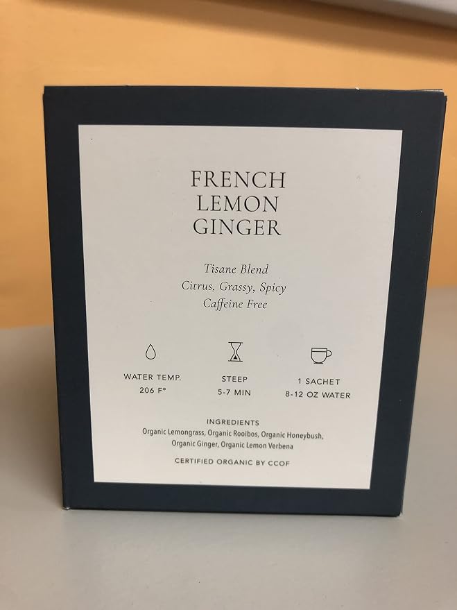 Art of Tea Organic French Lemon Ginger Tea Bags – 12 Count Premium Pyramid Sachets – Caffeine Free Herbal Tea with Ginger, Lemongrass & Lemon Verbena – Soothing Wellness & Digestion Tea