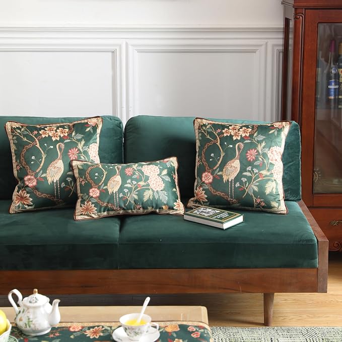 Designer French Velvet Throw Pillow Cover,Set of 2,22"x22"-Mitchell | Pillow Cover,Concealed Zipper Design,Dragonfly Pattern,Sofas,Bedroom,Living Room,Lounge Chairs,All Season Home Decor