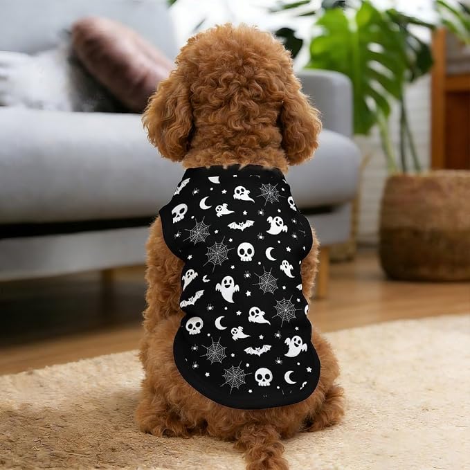Halloween Pet Vest Spooky Skull Pet Shirts Small | moon bat Dog Shirt Vest cute pet Sleeveless Vests Ice Silk Dog T-Shirts holiday Dog Clothes Halloween Canine Wear