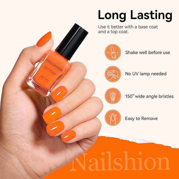 Classic Nail Polish Cosmic Orange | 10ml Opaque, Glossy Shine Finish | Fast Drying, Streak-free Formula, Rich in Castor Oil, Salon Quality Chip Resistant Nail Polish Nail Art Gift for Women