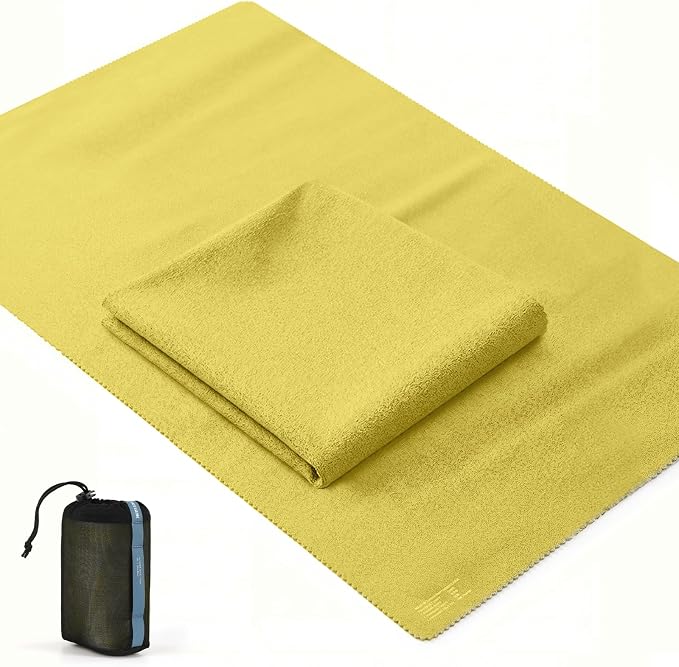 Microfiber Travel Towel, Soft Lightweight Quick Dry Towel, Super Absorbent Compact Travel & Sports & Beach Towels for Camping, Backpack, Gym, Swimming, Yoga, Hiking (Yellow, XX Large)