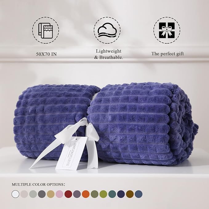 Simple&Opulence Very Peri Throw Blanket for Couch-Super Soft Fluffy Blankets for Women 50x70 Inches Cozy Lightweight Fleece Blanket for Home Decor