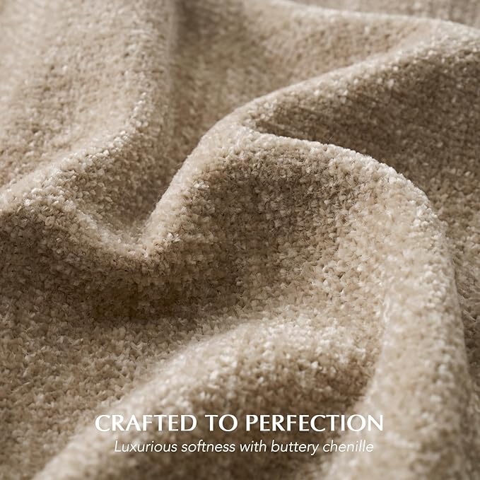 Chenille Knit Throw Blanket for Couch, 50"x60", Beige | Cozy Plush Fuzzy Knittd Throw with Tassels, Lightweight, Decorative, Farmhouse Decor, Ideal for Bed Sofa Gift, All Seasons